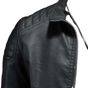 Veste en cuir de serpent décontractée manteau hommes automne hiver veste en cuir PU noir couleur unie moto manteau en cuir PU pour - Product Image 4