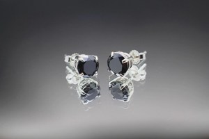 925 Sterling Silver 1CT Each Round Cut Black Moissanite Stud <b>Earrings</b> For Women's <b>Fine</b> Jewelry Anniversary Party Ceremonies Gift - Product Image 3