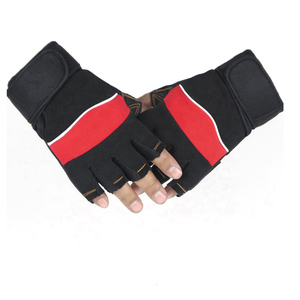 <b>Half</b> Finger Gym Fitness Gloves Black Red Unisex Workout Gear Hook And Loop Closure Breathable Non <b>Slip</b> - Product Image 1