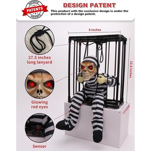 Decorazioni di Halloween con Teschio in Gabbia, Prop Animato Urlante con Sensore di Movimento per Casa Stregata - Product Image 3