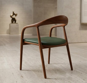 Silla de comedor de madera de alta calidad, estilo simple, para interiores de hotel, color marrón y verde azulado, con asiento acolchado, a precio de mayorista. - Product Image 1