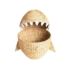 Cesta de Almacenamiento de Jacinto de Agua con Forma de Tiburón y Tapa, Organizador de Juguetes Tejido con Forma de Animal Marino para Habitación Infantil - Product Image 2