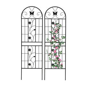 Set di 2 tralicci da giardino in metallo neri antiruggine da 180 cm x 50 cm per piante rampicanti, supporto per fiori da esterno - Product Image 5