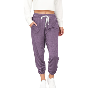 Pantalones Deportivos Casuales de Invierno para Mujer, Color Gris, Cintura Elástica con Cordón, Largura hasta el Tobillo, Bolsillos, Corte Regular, Color Sólido, Tejido de Punto, 100% - Product Image 2