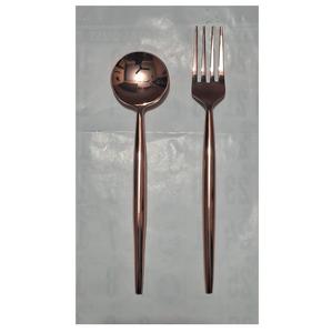 Juego de Cubiertos Desechables de Acero Inoxidable Color Oro Rosa, Ecológicos y de Lujo, con Borde Recto, Aptos para Lavavajillas, Elegantes para Hoteles - Product Image 1