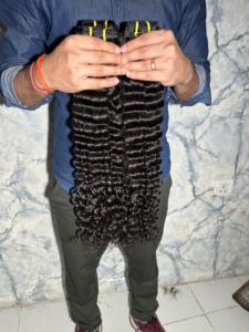 <strong>Indian</strong> Double Drawn Raw Temple Hair <strong>Deep</strong> Wave Cuticles Aligned Remy Hair Bundles with Defined Texture Unprocessed Human Hair - Product Image 2