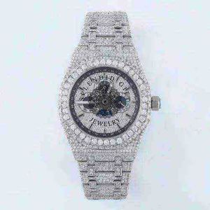 Reloj de Lujo con Diamantes para Hombre, Regalo Espléndido, con Movimiento de Cuarzo ETA Analógico, Caja de 28 mm, Cristal de Zafiro, Moissanita/Plata - Product Image 1