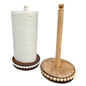 Modern Wooden Paper Towel <b>Holder</b> Standing Wood Kitchen Roll Organizer Stylish Eco-Friendly Napkin Stand For Home & Office Use - Product Image 3