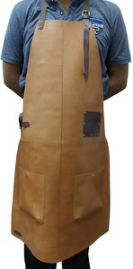 Tablier en cuir marron, tablier à poches avec sangle réglable, tablier sans manches pour chef, barista, tablier de restaurant - Product Image 6