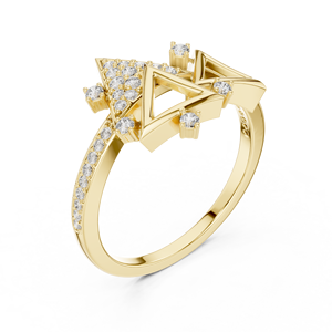 Anillo de Oro Amarillo con Diseño Geométrico de Estrella y Triángulo, con Diamantes Pavé, Joyería Fina Moderna - Product Image 1