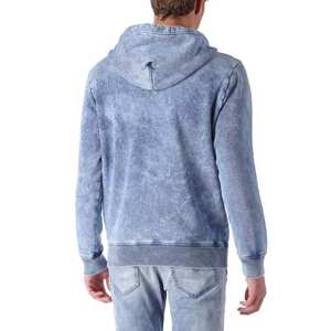 Sudadera con capucha de mezclilla premium vintage lavada, de corte holgado y peso pesado, con cremallera, ropa urbana personalizada - Product Image 3