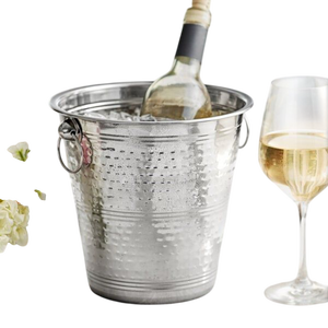 Cubo de hielo redondo de metal martillado con tapa y pinzas, enfriador de bebidas para fiestas, diseño artesanal, ideal para el hogar y eventos. - Product Image 6