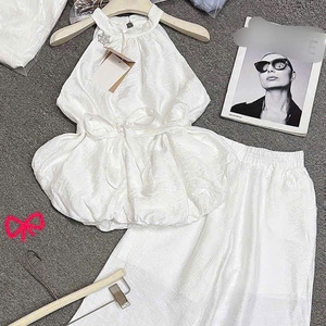 ชุดเซ็ตสองชิ้นผ้าฝ้ายสำหรับผู้หญิง สไตล์ลำลองใส่สบาย เหมาะสำหรับฤดูร้อน รีไซเคิลได้ ซักได้ บรรจุภัณฑ์แบบกำหนดเอง ผลิตในเวียดนาม - Product Image 5