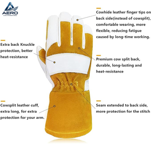 Guantes de Soldadura Resistentes al Calor, de Alto Rendimiento, Color Amarillo/Blanco en Contraste, Nueva Llegada, Palma Reforzada, Precio al por Mayor - Product Image 3