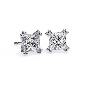 Boucles d'oreilles en or massif 18 carats avec diamants Moissanite taille princesse 6x6 mm, 3 carats au total, bijoux de luxe pour femme, cadeau - Product Image 5