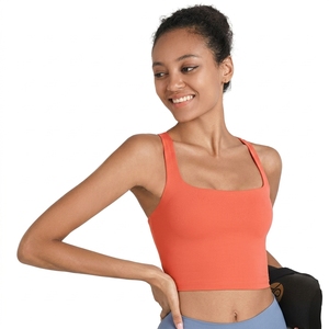 Top Deportivo Corto de Yoga para Mujer, Color Sólido, con Cintura Elástica, 1 Pieza, Proveedor de Marca Privada - Product Image 1