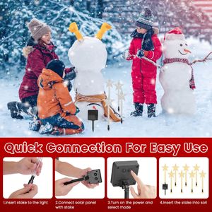 Luci Natalizie Solari da Esterno IP64 Impermeabili con 8 Modalità, Pannello Solare Regolabile a 90 Gradi, Accensione/Spegnimento Automatico, Luci a Stella per Vialetti - Product Image 6