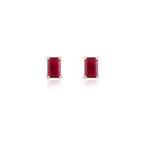 14K Solid Gold Ruby Solitaire Stud Earrings for Everyday Wear - Product Image 3