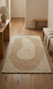 Tapis géométrique moderne abstrait en laine douce à poils moyens, tufté à la main, antidérapant, avec support en toile de coton pour salon et chambre à coucher - Product Image 4