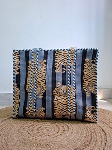 Bolso Tote Jacquard con Bordado de Tigre, Bolso de Hombro a Rayas para Mujer, Bolso de Mano Abierto a la Moda - Product Image 3