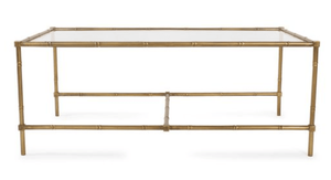 <b>Glass</b> Top Coffee <b>Table</b> Metal <b>Side</b> <b>Table</b> Modern Living Room Center <b>Table</b> Brass Finish - Product Image 2