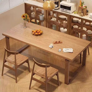 Table à manger en bois moderne et écologique pour la maison, le restaurant et le café, 4 places, forme rectangulaire - Product Image 2
