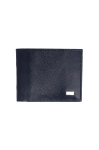 Portefeuille court pour homme en cuir véritable de haute qualité, blocage RFID, logo personnalisé brodé, bleu, professionnel - Product Image 3