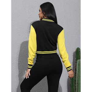 Womens Varsity Streetwear <b>Jacket</b> Leather Sleeve Supplier USA - Product Image 3