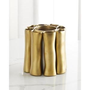 Jarrones Metálicos Modernos Hechos a Mano, Decoración de Mesa, Recipiente Dorado con Nervaduras para Flores, Maceta para Plantas Artificiales, Centro de Mesa - Product Image 4