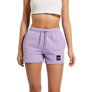 Short de survêtement d'été personnalisé en gros avec cordon de serrage deux poches latérales pour femmes respirant décontracté 100% coton Shorts pour femmes - Product Image 1