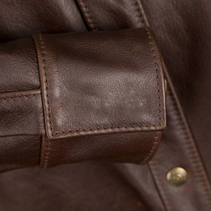 High Quality Men's Genuine Leather <b>Shirts</b> Vintage Winter Thin Casual Style Plus Size Stand Collar Horn <b>Button</b> Breathable - Product Image 5