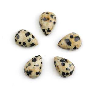 Piedra Preciosa Natural de Jaspe Dálmata Marrón Pera de Alta Calidad, 10x14mm, con Reverso Plano, Calibrada, Suelta, Altamente Opaca, para Fabricación de Joyería - Product Image 1