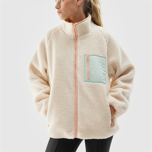 Chaqueta de Sherpa Beige para Mujer, Chaqueta de Invierno Cálida de Forro Polar, Oversize, Casual, con Cremallera Completa, Personalizada, OEM, Venta al por Mayor, Ropa Exterior de Moda - Product Image 1