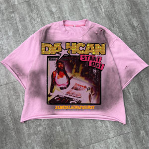 Camiseta de moda urbana con estampado DTF desgastado, camiseta de 300 GSM de alta densidad con estampado DTF para la moda de invierno, camisetas para hombre - Product Image 5