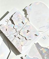 Cartes d'invitation de mariage et de fête de luxe personnalisées, double face, en bagasse écologique, découpées au laser avec dorure à chaud, logo personnalisé disponible, différentes tailles