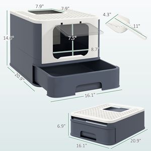 White XL Smart <b>Cat</b> Litter <b>Box</b> with Easy Clean Front Entry Top Exit for Large <b>Cats</b>-Plastic Material - Product Image 3