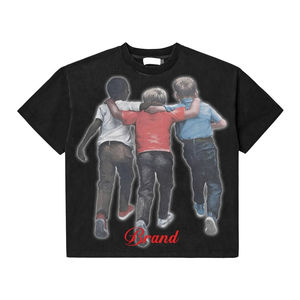 Shorts de sport déchirés effet délavé personnalisés et ensemble complet de survêtements d'été pour hommes, style ample, avec t-shirt imprimé DTG - Product Image 5