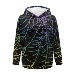 Sweat-shirt à capuche pour femme, imprimé toile d'araignée arc-en-ciel, manches longues, tricoté en polyester, vêtements décontractés d'automne - Product Image 5