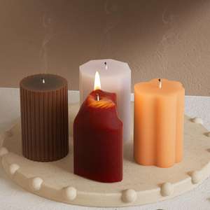 Aromatherapy Candle Love Stripes Cat Paw Multilateral Cylinder Gypsum <b>Resin</b> Candle <b>Silicone</b> <b>Mold</b> - Product Image 3