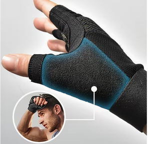 Gants de sport demi-doigts en PU respirants antidérapants unisexes pour musculation avec fermeture à enfiler - Product Image 2