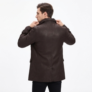 Manteau en laine classique pour homme avec fermeture à boutons en corne, couleur brun foncé, coupe ajustée, standard, coupe-vent d'hiver, 100% laine - Product Image 5