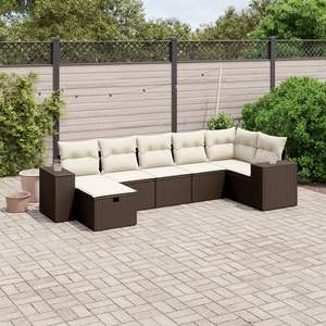 Conjunto de sofás de jardín grandes y modulares de ratán sintético marrón - Product Image 1