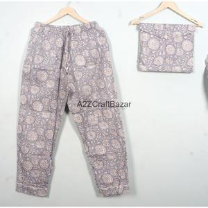 Elegante Conjunto de Pijama de Algodón con Estampado Floral de 2 Piezas, Manga Larga, Cuello en V, Cintura con Cordón Ajustable, Ropa de Dormir Informal - Product Image 6