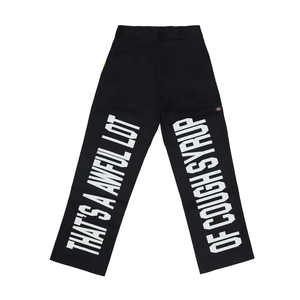 Pantalon décontracté en coton noir imprimé That's Awful Lot Cough Syrup, coupe droite, taille mi-haute, respirant, coupe-vent, printemps - Product Image 2