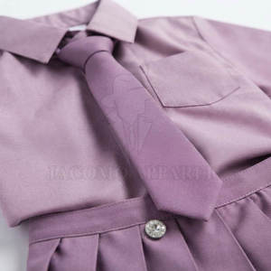 Camisa escolar Oxford morada para niñas con corbata y falda plisada, conjunto de uniforme escolar de algodón para primaria - Product Image 6
