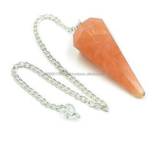 คริสตัลหินธรรมชาติขายส่งหินอัญมณีบำบัดสีเหลืองหิน Aventurine จักระ reiki Dowsing ลูกตุ้ม - Product Image 4