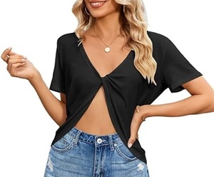 Custom OEM Service <b>Plain</b> Black Color Hollow Shirt Women Clubwear Sexy Backless Shirts Oversize Loose Outdoor Breathable - Product Image 4
