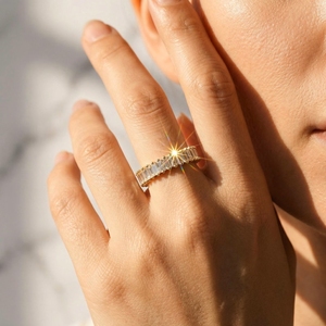 Anillos de Eternidad de Moissanita al por Mayor, Color D, VVS, Cultivados en Laboratorio, Plata 925, Oro 14K, Fabricante de Joyería Fina en India, OEM - Product Image 3