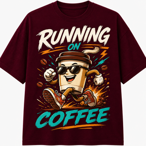เสื้อยืดแขนยาวคอกลมสีดำพิมพ์ลายการ์ตูนกาแฟสำหรับผู้ชาย ทรงหลวม สวมใส่สบาย ผลิตจากผ้าเจอร์ซีย์คอตตอน 100% - Product Image 1