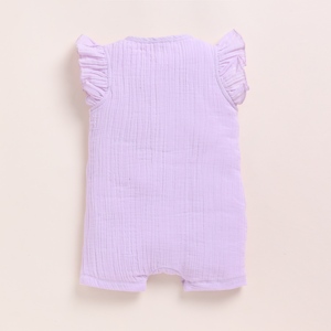 Top Quality Organic Muslin Frill Half Romper - Lila - Product Image 2